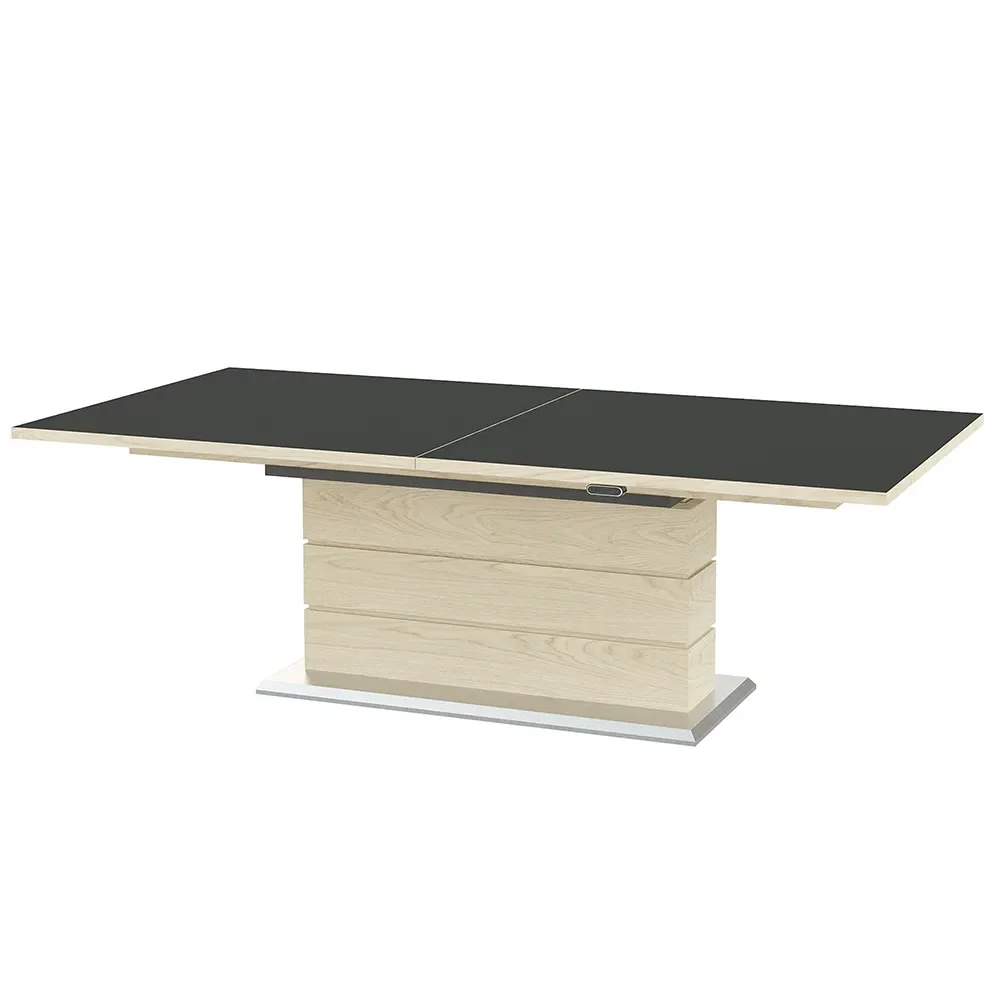 Sm30 Esstisch 100X200-280 Cm Eiche weiß geölt / Laminat schwarz 