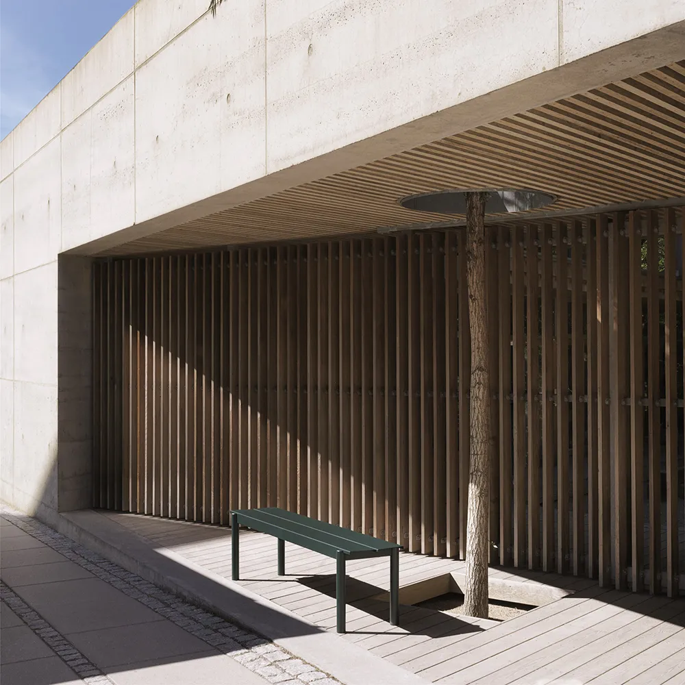 Linear Steel Bank 170x34 cm Warm Galvanized Steel 