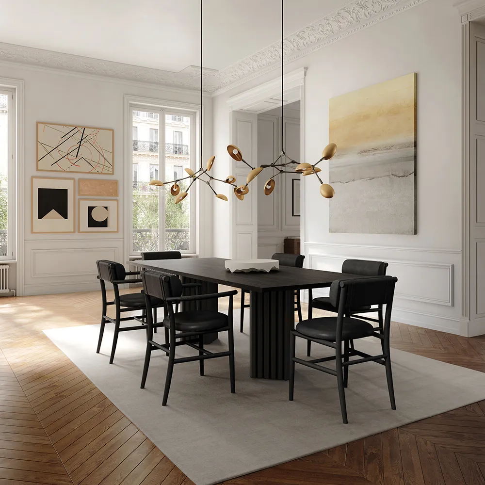 Nama Esszimmerstuhl – Kaffeebraun Schwarz, Anilinleder Schwarz