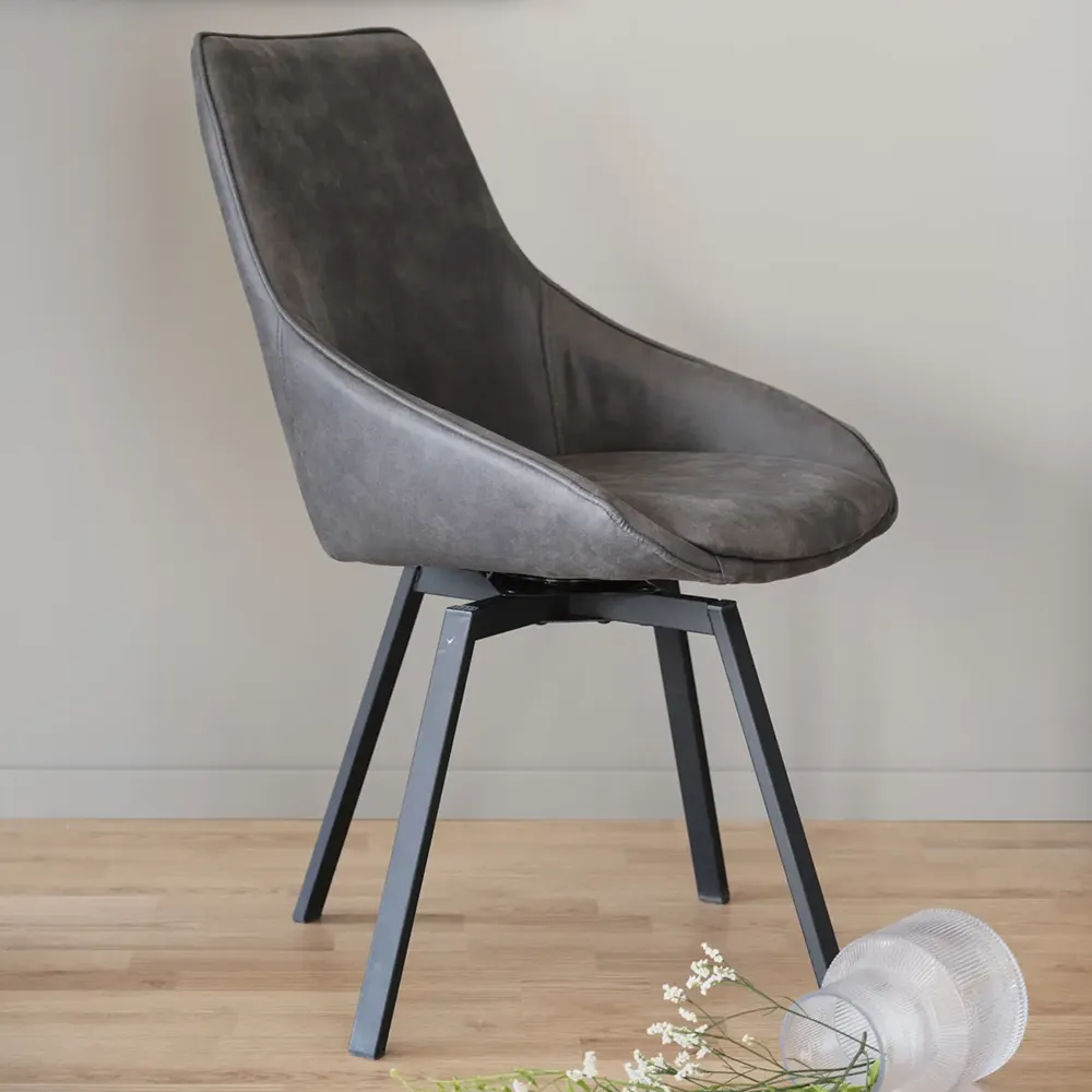 Alison Esszimmerstuhl dunkelgraue mikrofaser/schwarze metallbeine