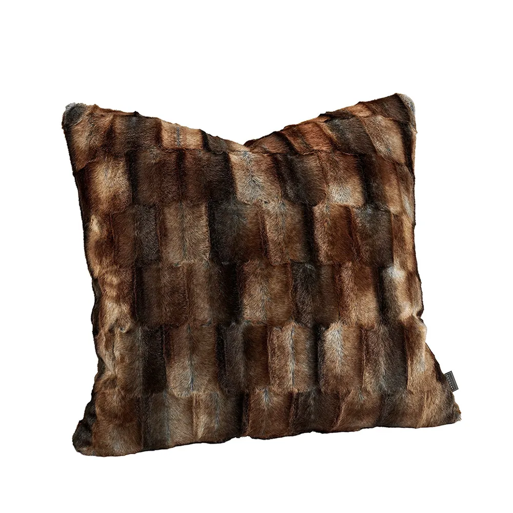  BELMONT Kissenbezug Brown/Simply Greige mit gewebter Rückseite 60x40 cm