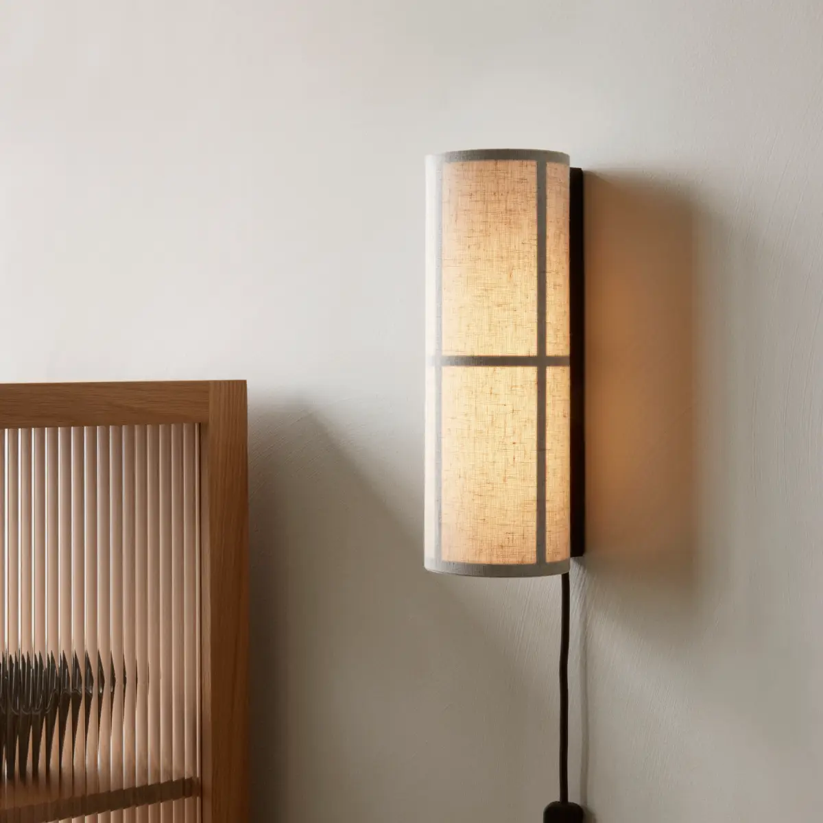 Hashira Wandleuchte Leinen Roh
