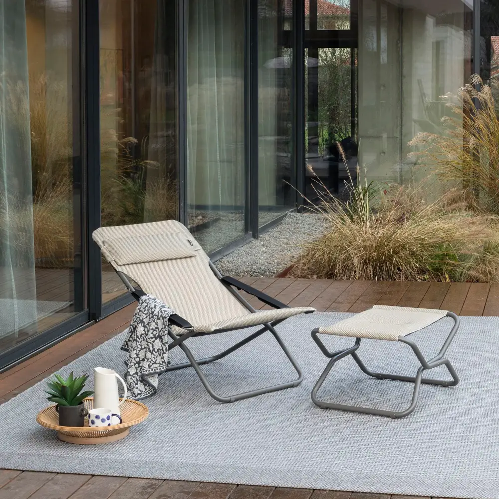 NEXT Js Fußhocker Bec Toile Porteuse/Tube Acier moka