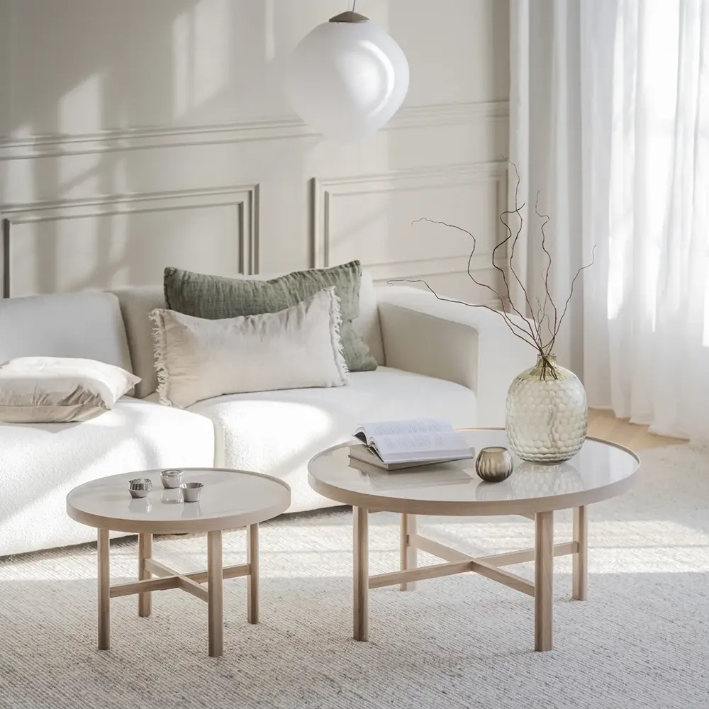 Marsden Couchtisch Ø90 cm Keramik/weiß pigmentierte Eiche