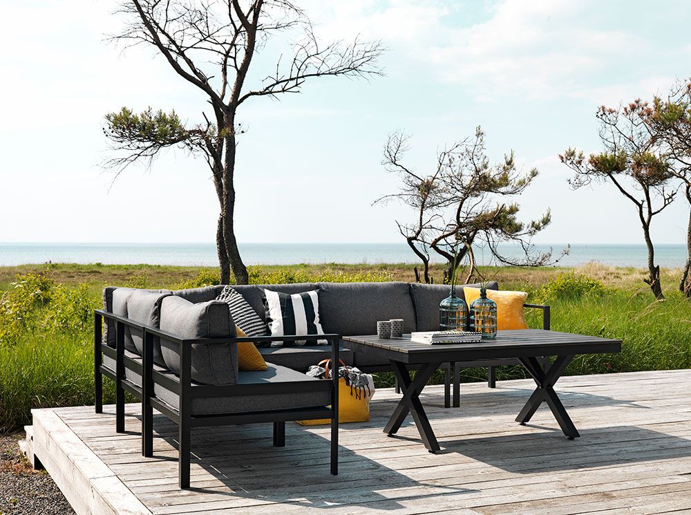 Leone Eckstück Schwarz/Grau Aluminium