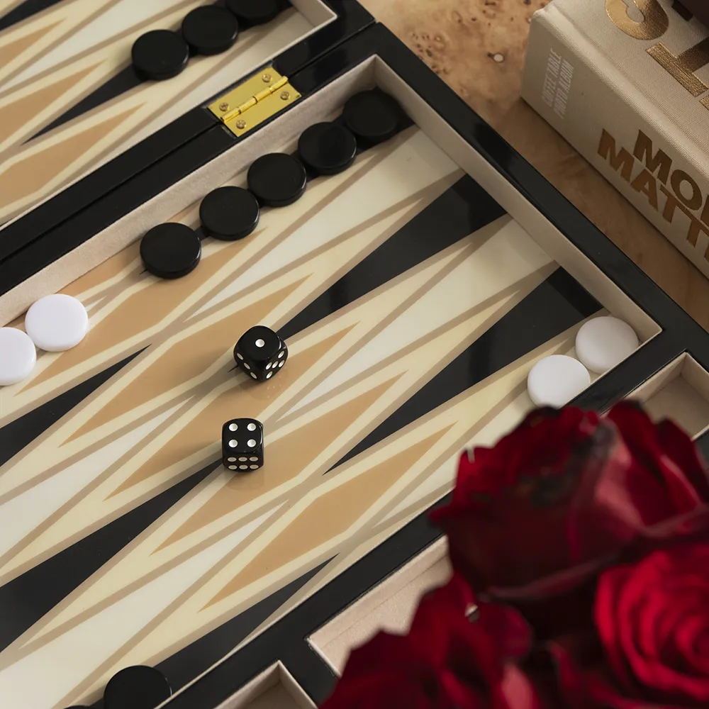 Backgammon Lackiert Black