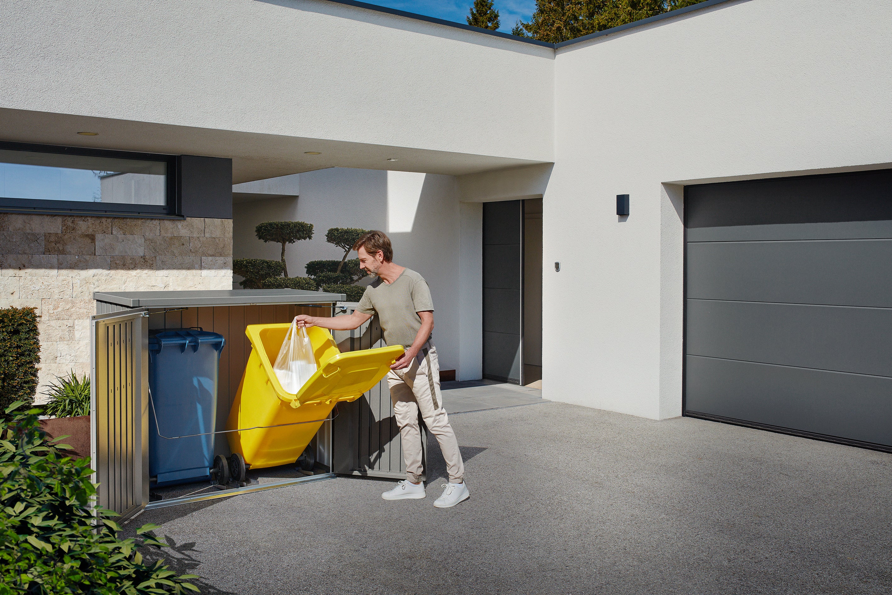 Alex Duo Box für Abfalleimer – Metallic quartz grau