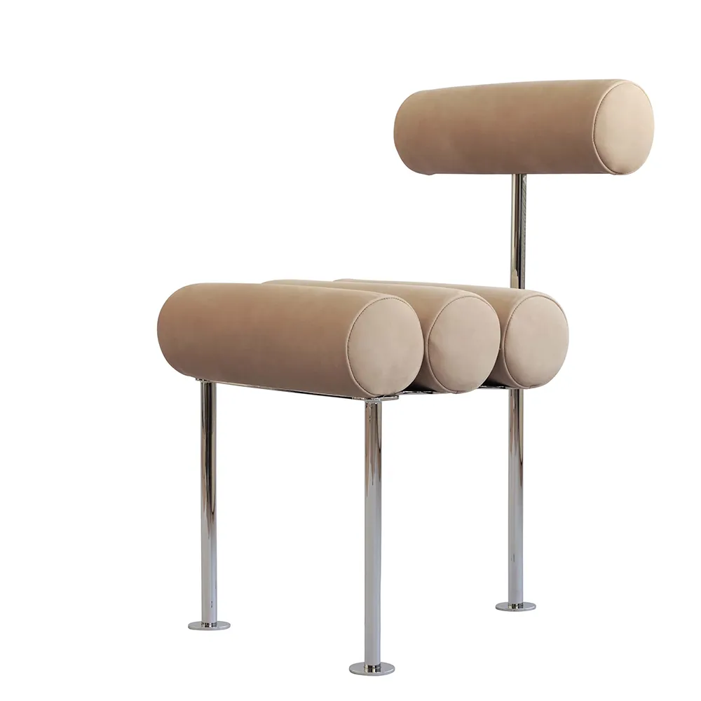 101 Copenhagen, Hiro Esszimmerstuhl, Edelstahl - Nubuk