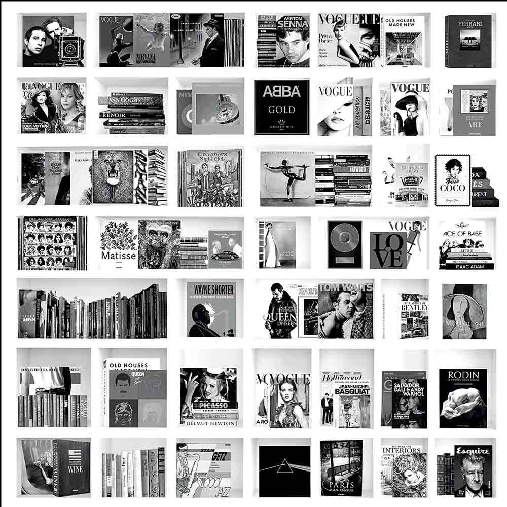 Wanddekoration Buchkoffer Musik Weiß 100X100 cm