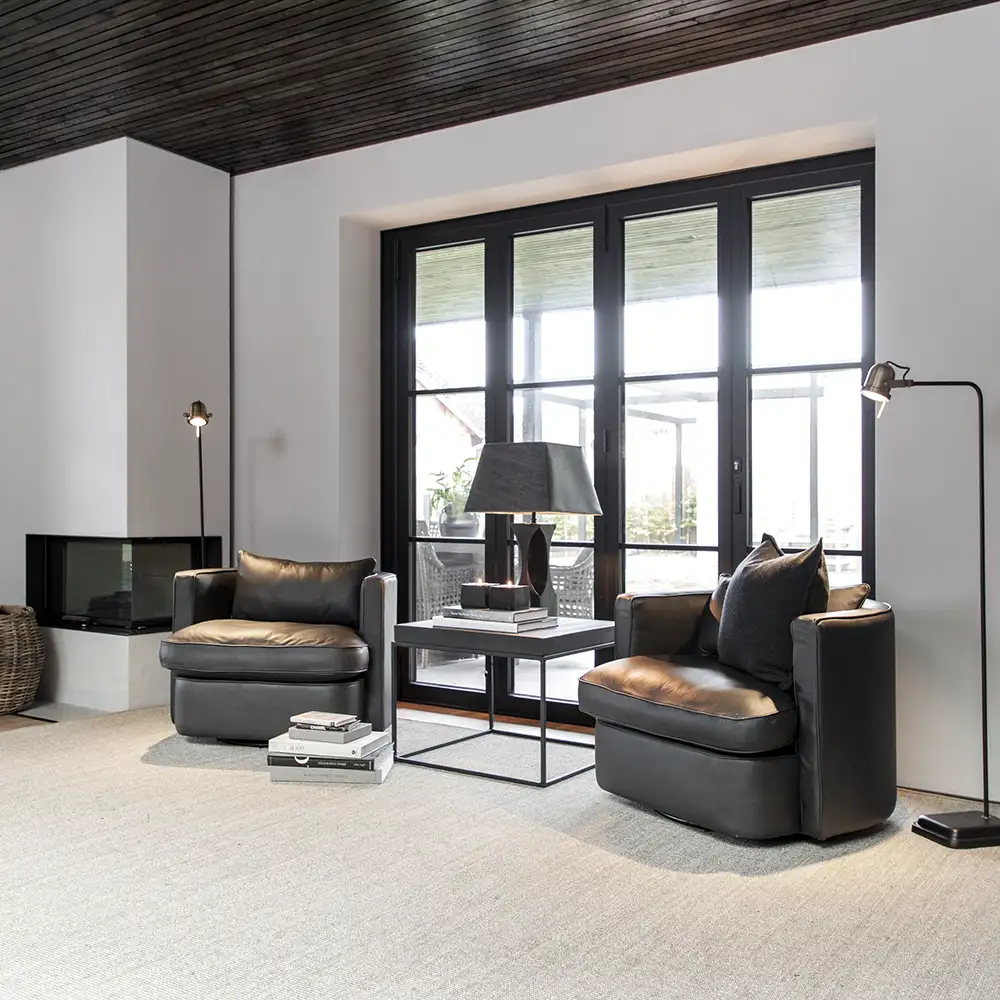 Drehsessel Joan Leder Anthrazit