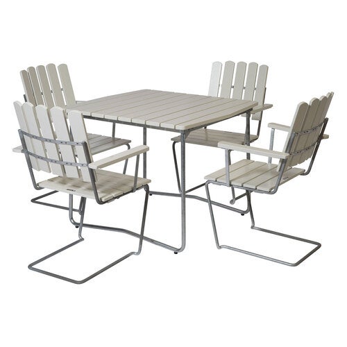 Esstischgruppe B31 84 cm & A2 Eiche weiß lackiert