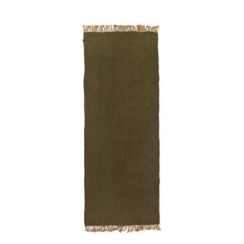 Block Handgewebter Teppich – Olive/Natur
