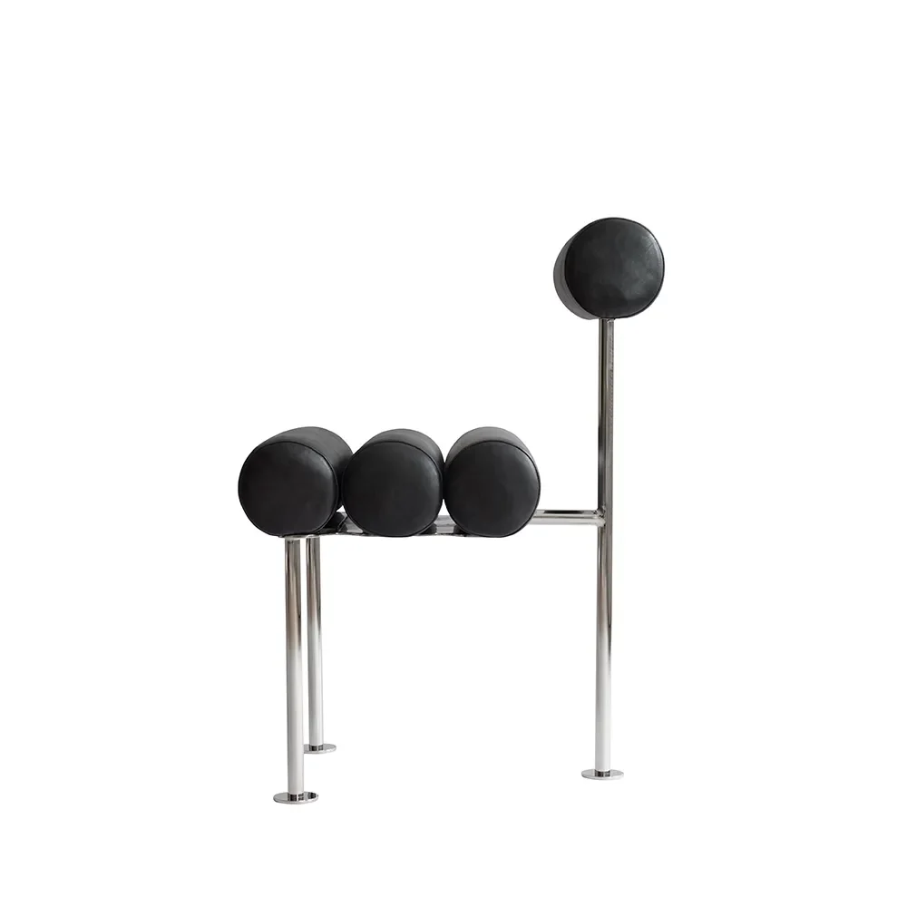 Hiro Esszimmerstuhl Edelstahl - Anilinleder Schwarz