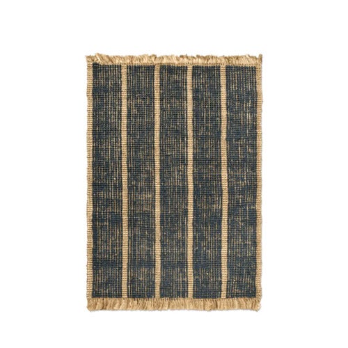 Athens Handgewebter Juteteppich 140 x 200 cm – Natur/Tintenblau