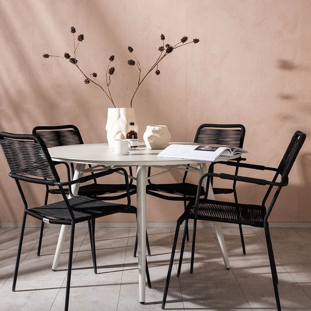 Lindos Armlehnstuhl Schwarz 2er-Pack