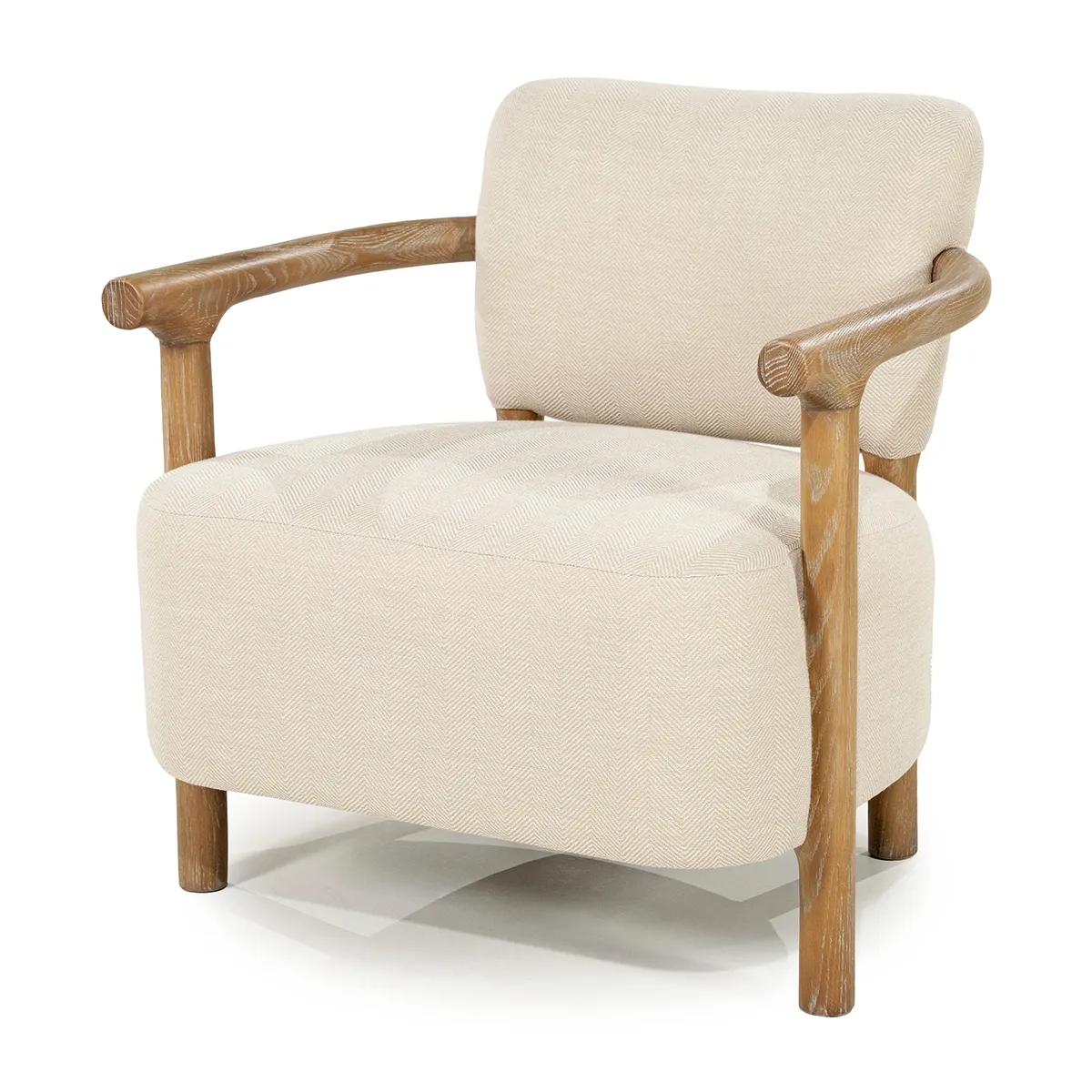 Sessel aus Eschenholz Glenn Herringbone Beige