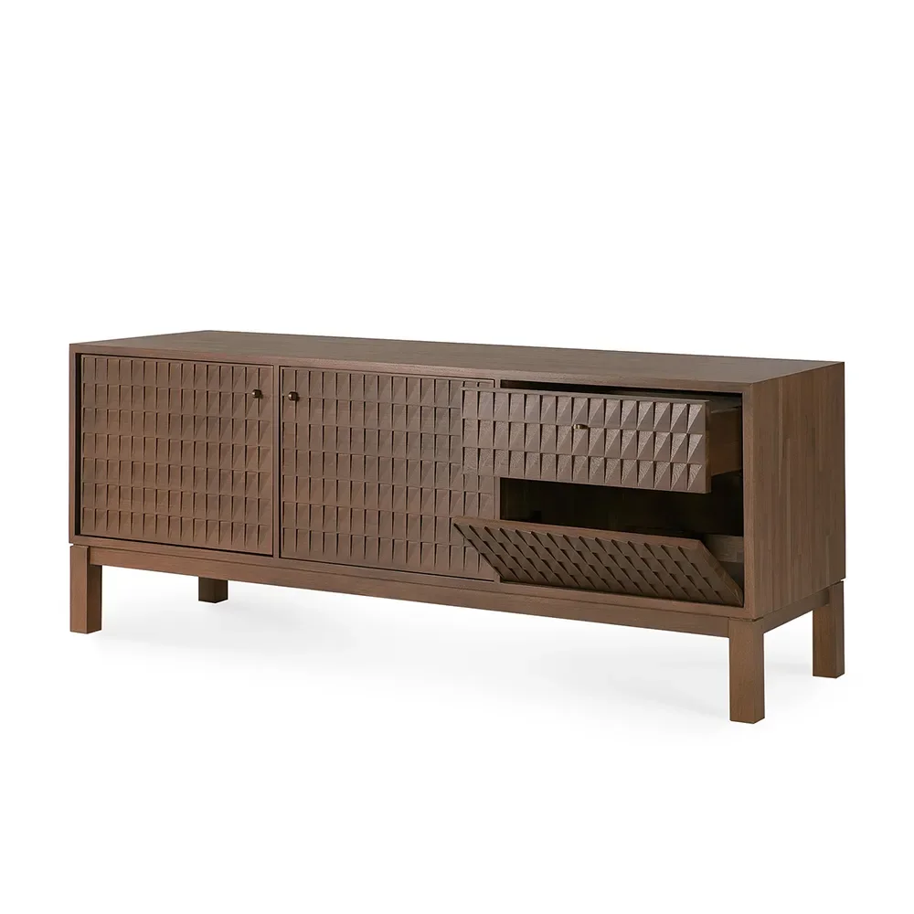 TV-Lowboard aus Teak Sono Light Brown L160 cm