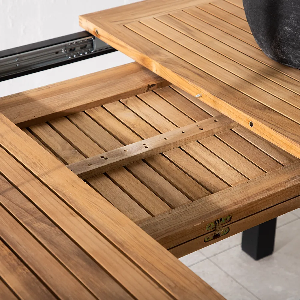 Panama Esstisch 160-240x90 cm Schwarz/Teak