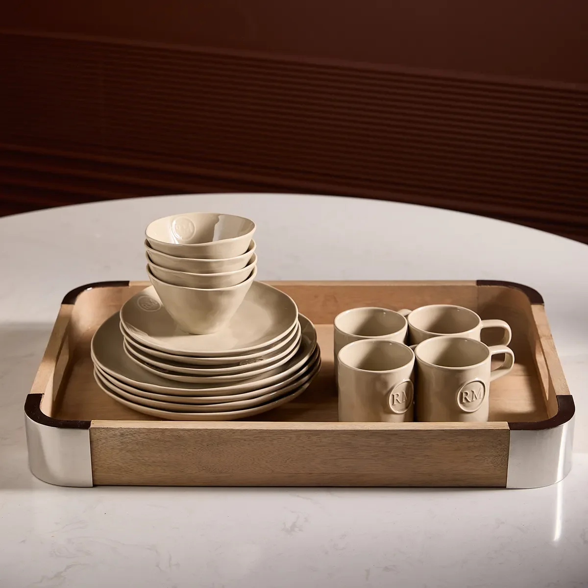 Geschirrset Portofino 16-teilig Flax