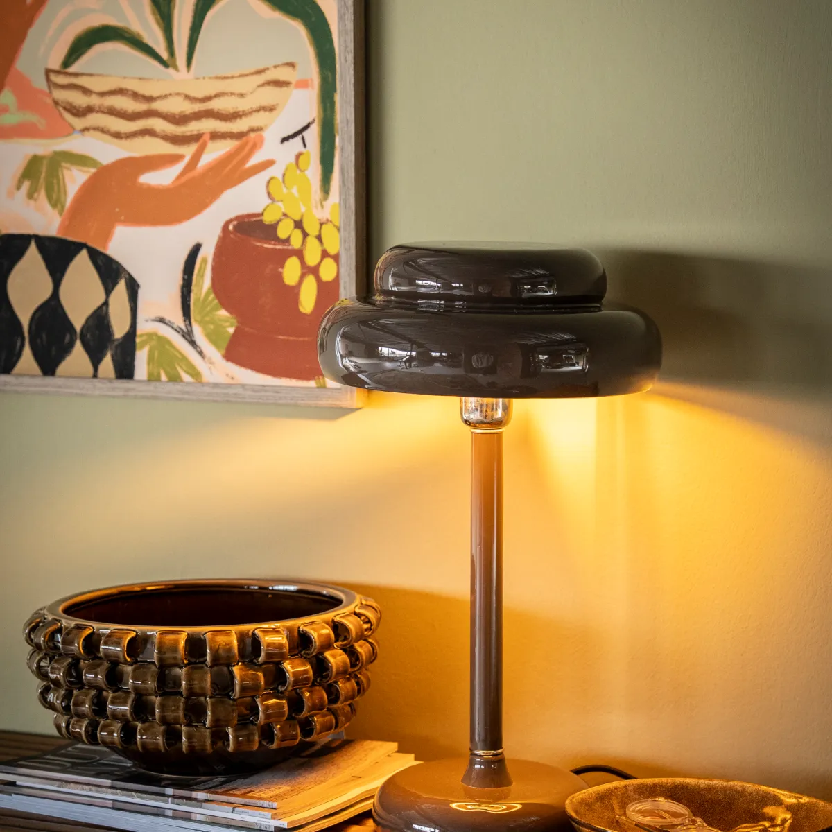 Dimmbare Tischlampe Pomm Dark Brown H 47,5 cm