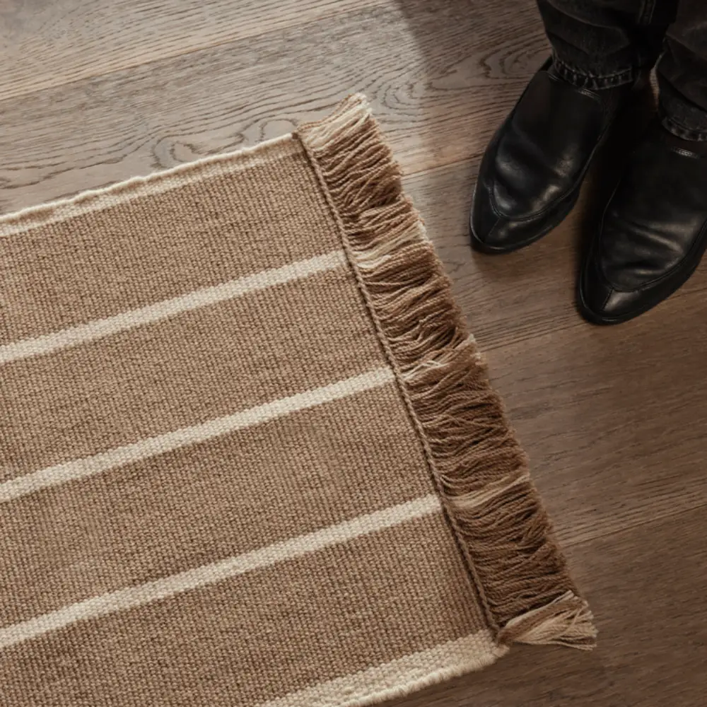 Calm Kelim Teppich 50x70 cm - Dark Sand/Off-white