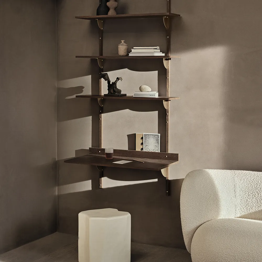 Sector Wandschreibtisch - Smoked Oak/Brass