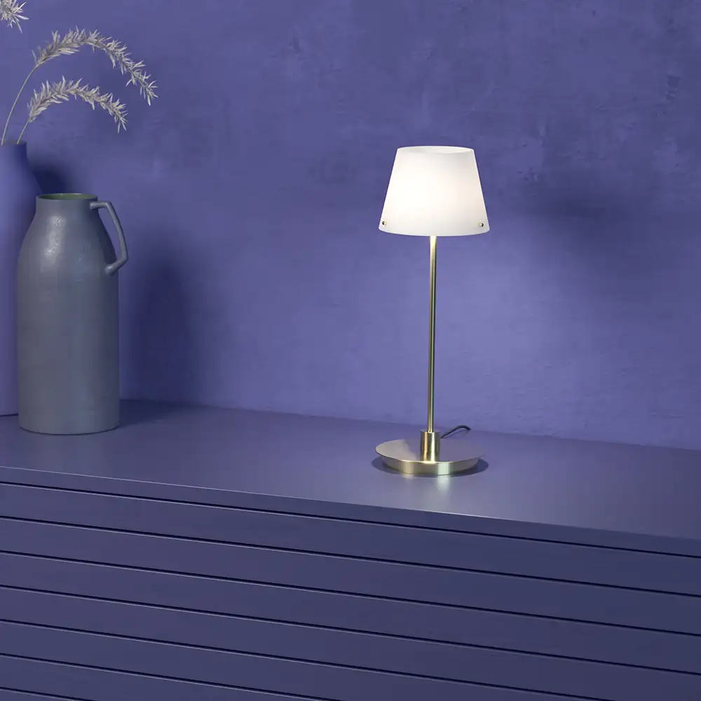 Gil il Grande Tischleuchte satiniert Messing G9 