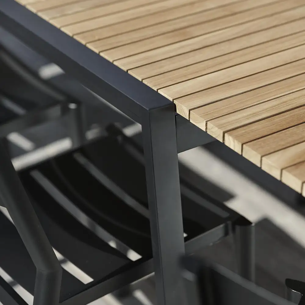 Naos Esstisch 100x220-320 cm schwarz/teak