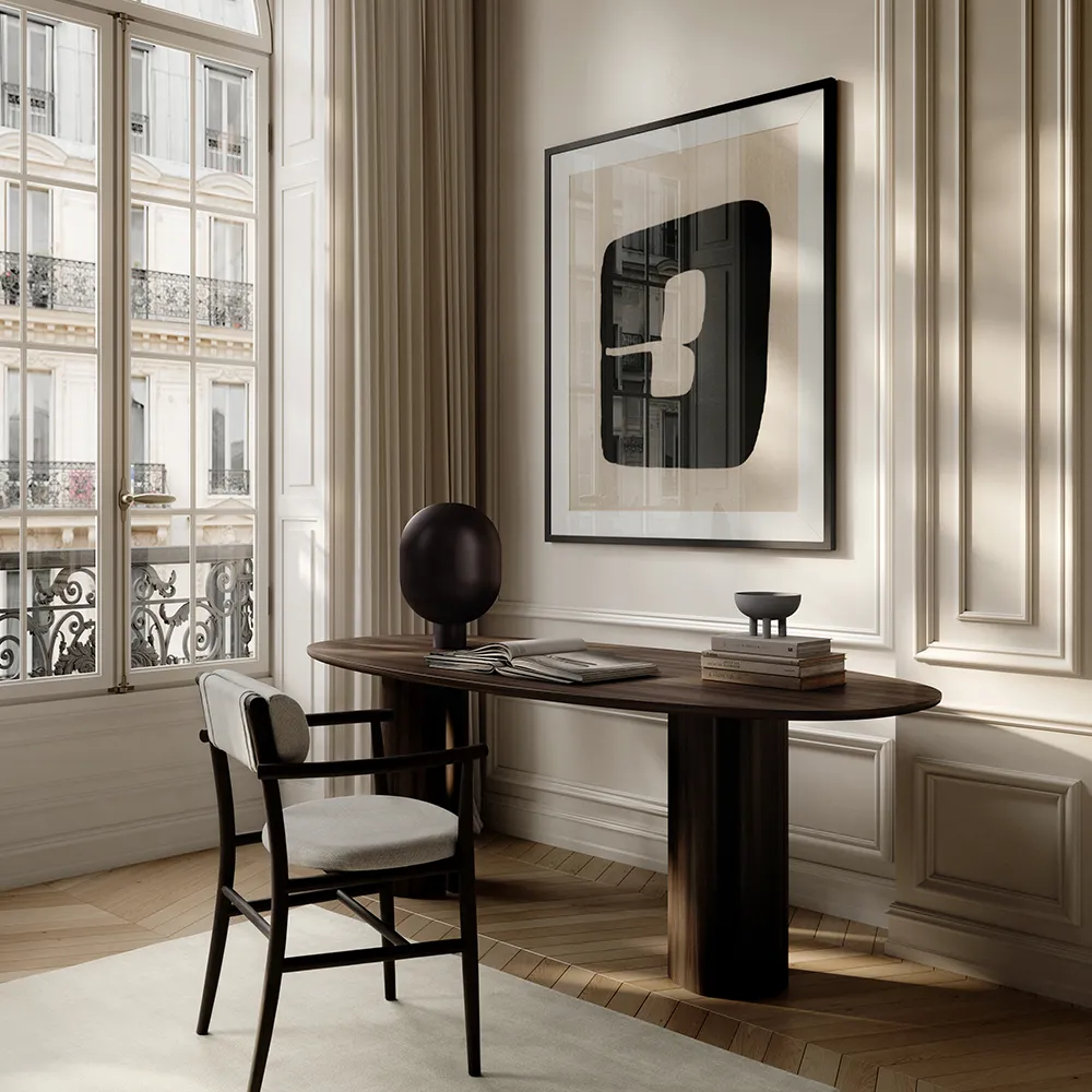 Nama Sessel – Kaffeebraun Schwarz, Leinen