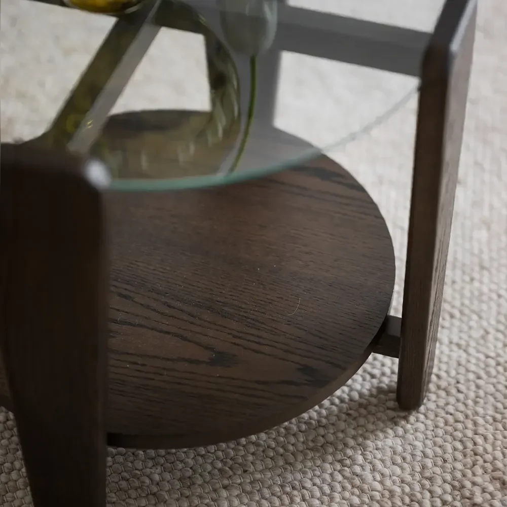 Arran Couchtisch Ø52 braune Eiche/Glas