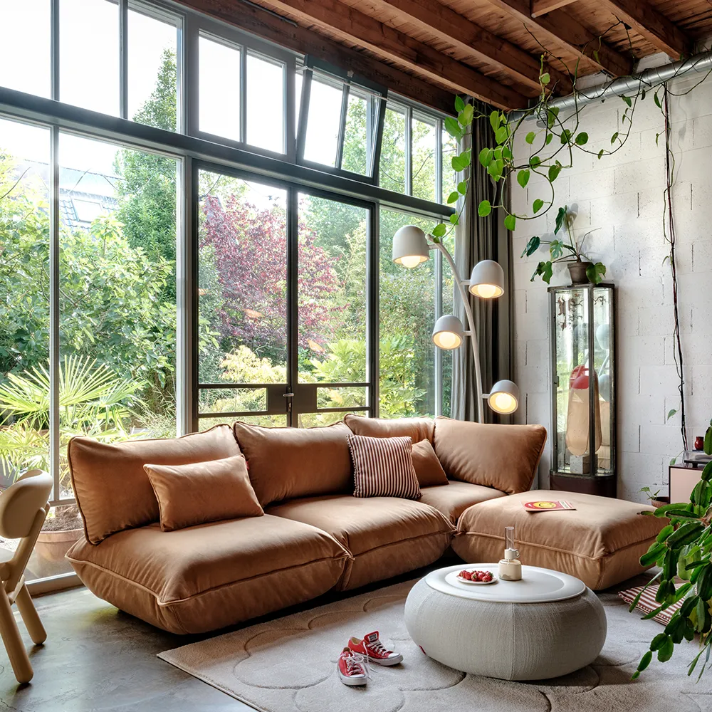 Square Kissen Terry Cognac Creme