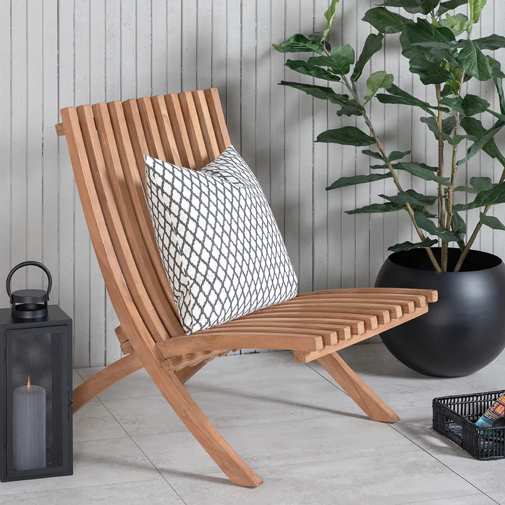 Kenya Sissor Lounge Sessel Teak 2er-Pack 