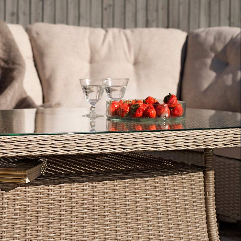 Couchtisch Hornbrook 65X120 cm Künstliches Rattan Beige
