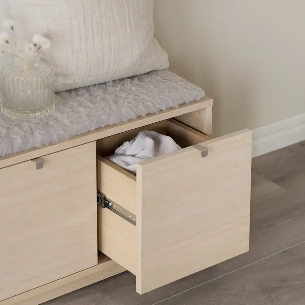 Confetti Aufbewahrungsbank Eiche weiß pigmentiert/Schafslederoptik