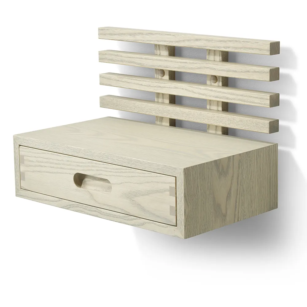 Zece Nachttisch mit Schublade Grau geölte Esche