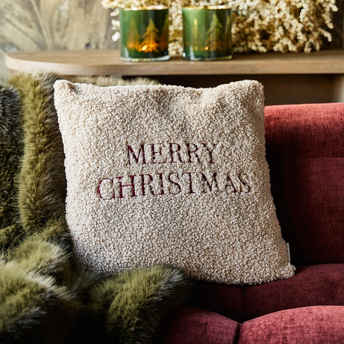 Kissenbezug Merry Christmas Beige 50x50 cm