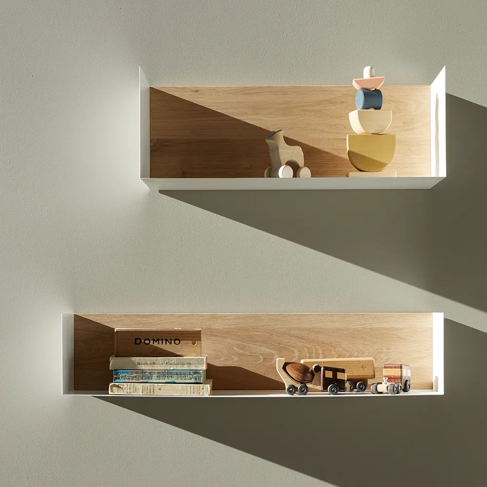  U shelf 70x15 cm Eiche/Weißmetall