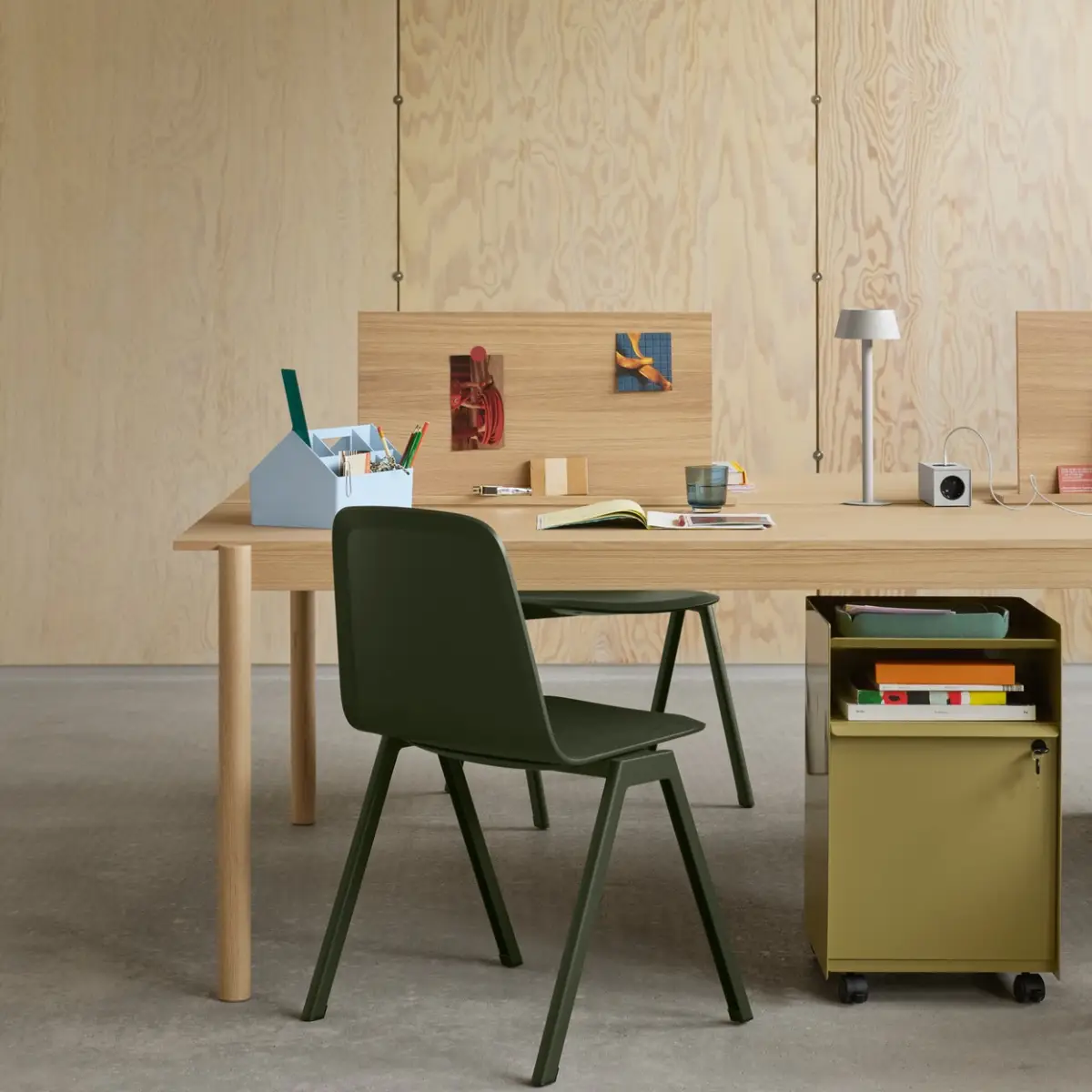 Folded Trolley H 61,5 cm mit Schublade – Bark Beige-Grün