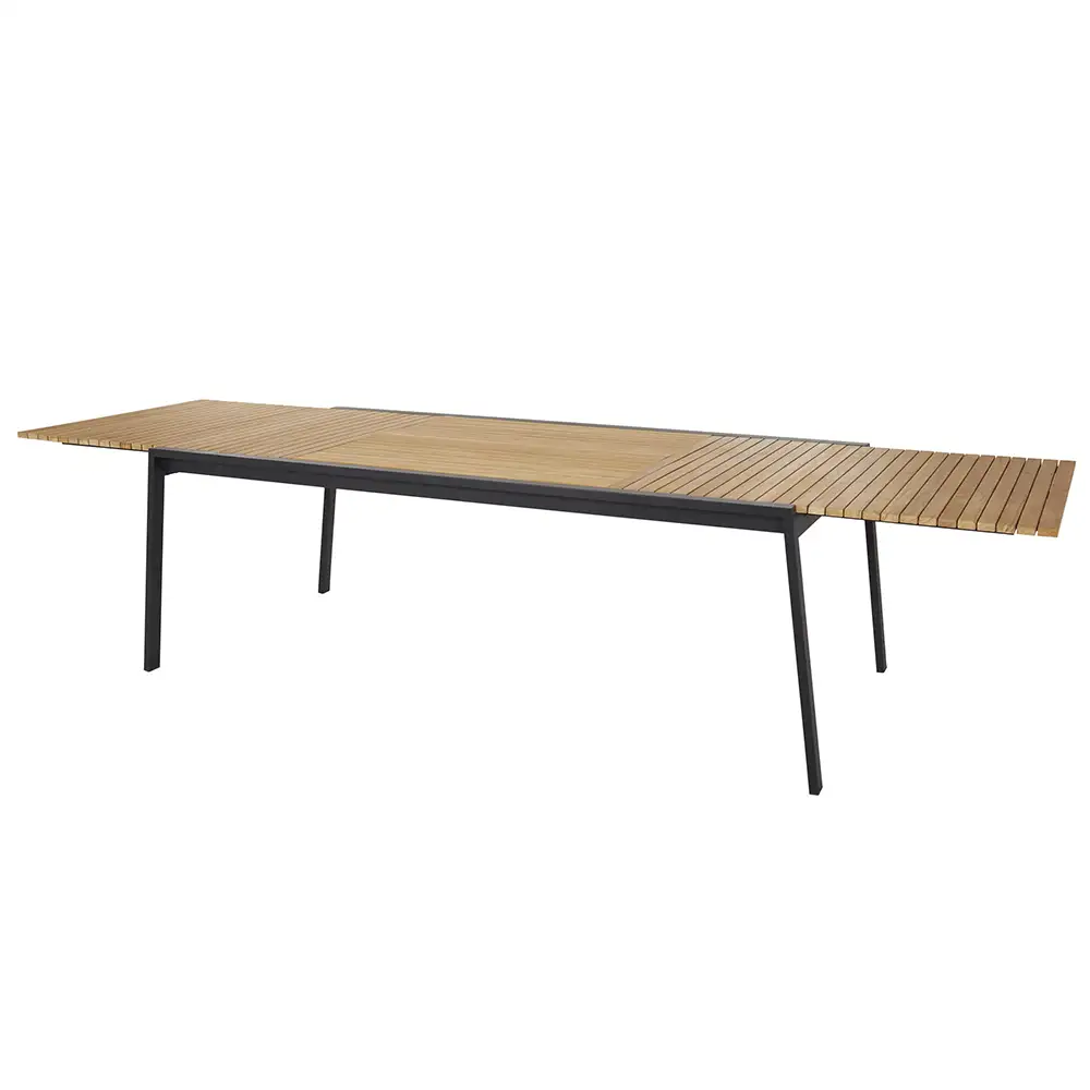 Naos Esstisch 100x220-320 cm schwarz/teak