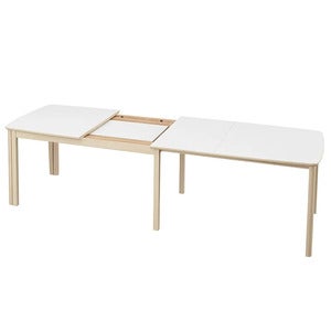 SM107 Esstisch 101x160-316-368 cm Weiß geoltes Eichenholz - Weißes Laminat