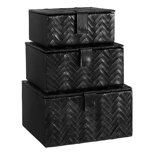 Fontana 3er-Set Lederboxen schwarz