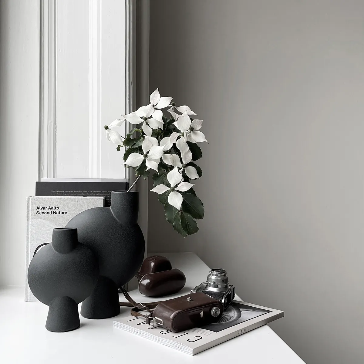 Handbemalte Vase Sphere Bubl Mini Black H19 cm