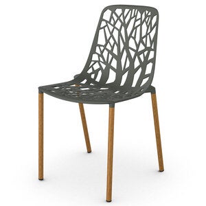 Forest Esszimmerstuhl mit gepolsterten Beinen aus Iroko Metallic Grey