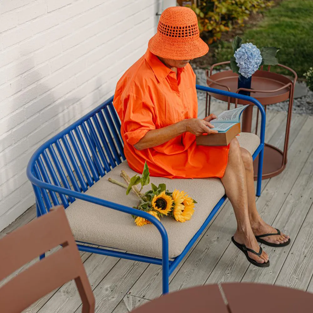 Bendt sofa Teddy Beige/Indigo Blue