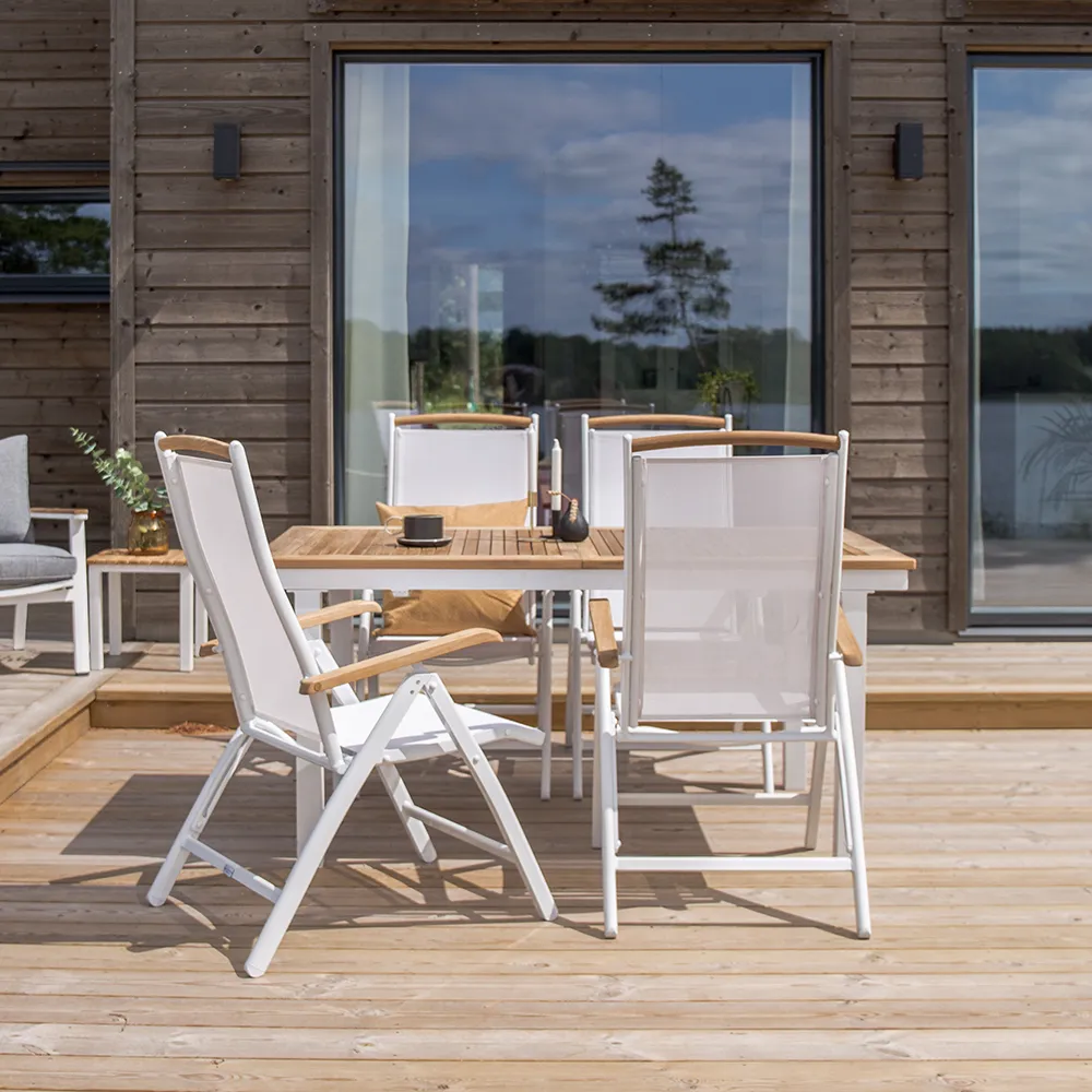 Panama Positionierungsstuhl Weiß/Teak 2er-Pack