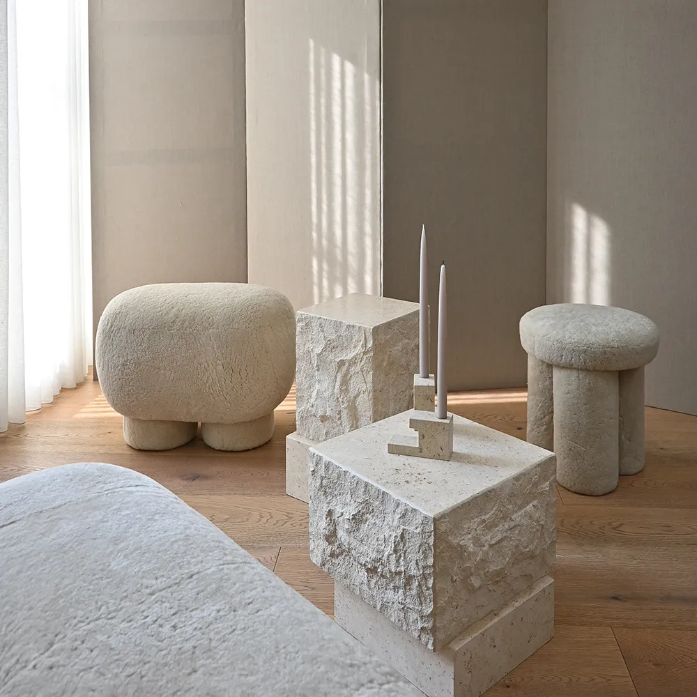 Temple Couchtisch, niedrig – Limestone