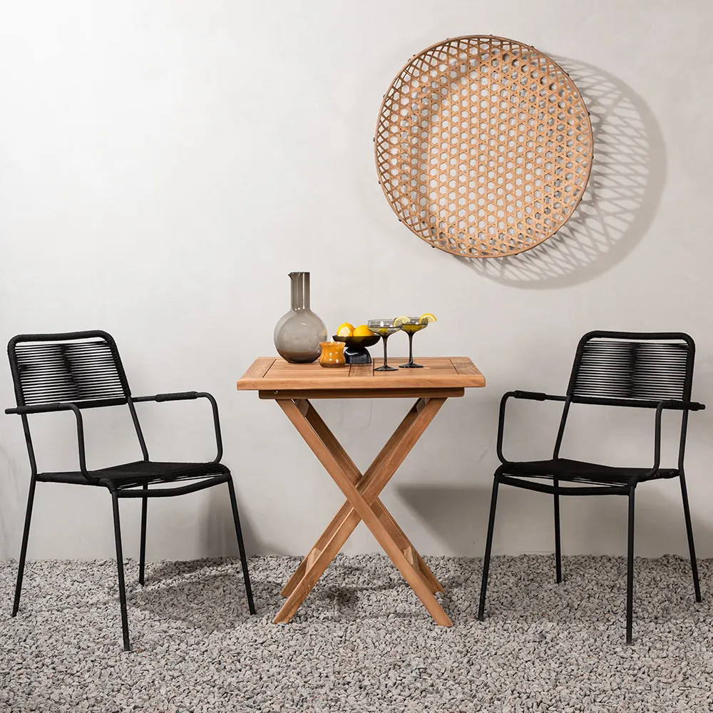 Lindos Armlehnstuhl Schwarz 2er-Pack