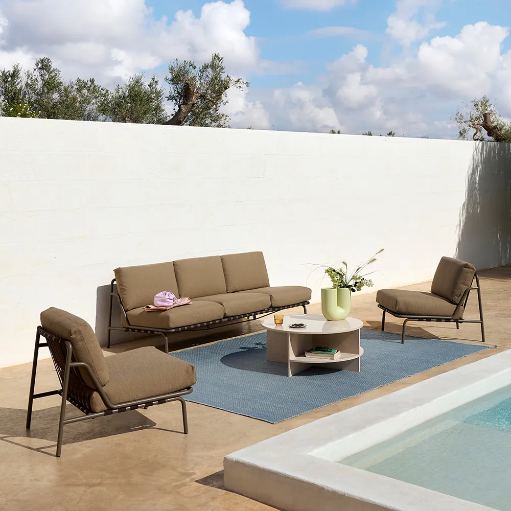 Lounge-Sofa Settle 2-seater Ribbed Weave 5/Taupe