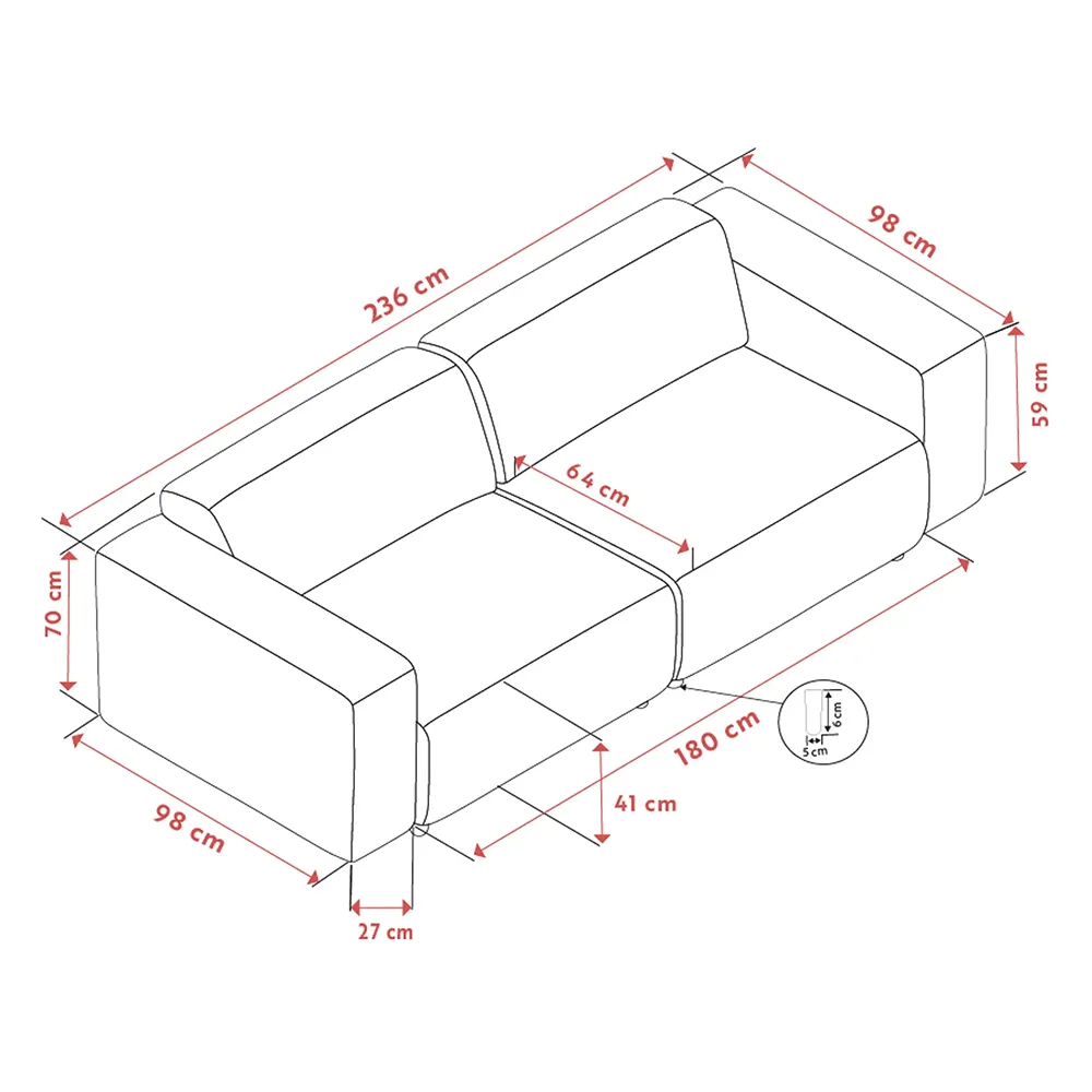 Willard Sofa 3-Sitzer Stoff Brenda beige