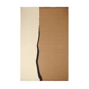 Soil Kelim Teppich 200x300 cm- Dark Sand/Off-white